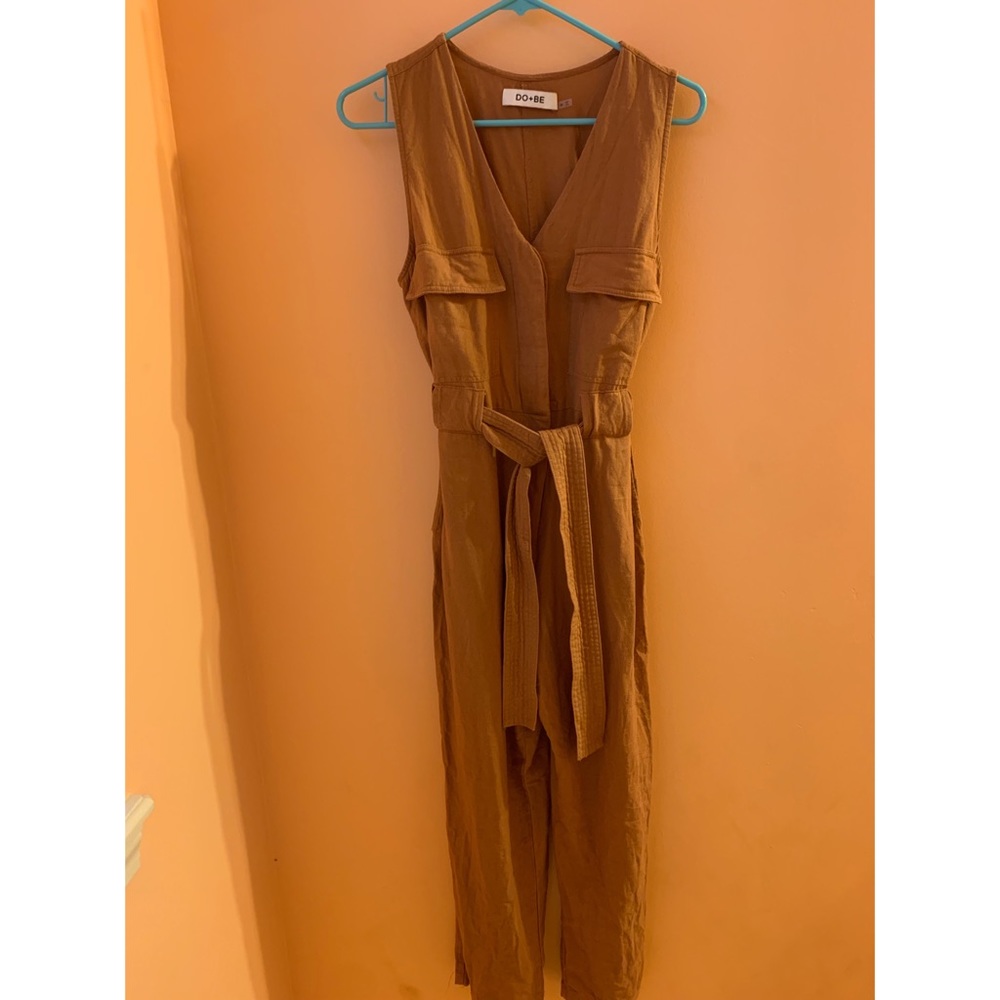 Rust colored linen jumpsuit